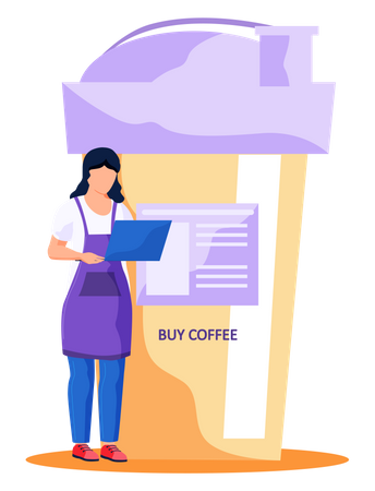 Woman buying coffee online  Illustration