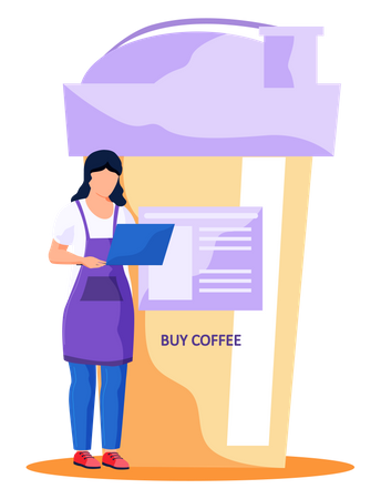 Woman buying coffee online  Illustration