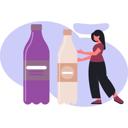 Woman  buying cool drink  Illustration