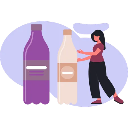 Woman  buying cool drink  Illustration