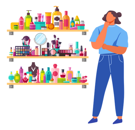 Woman buying cosmetic products Illustration