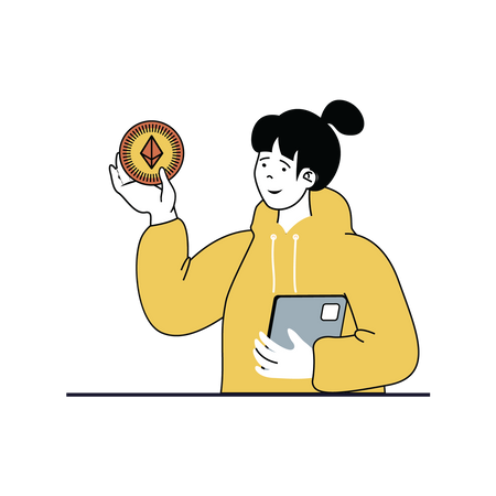 Woman buying cryptocurrency  Illustration