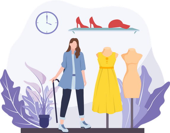 Woman buying dress  Illustration