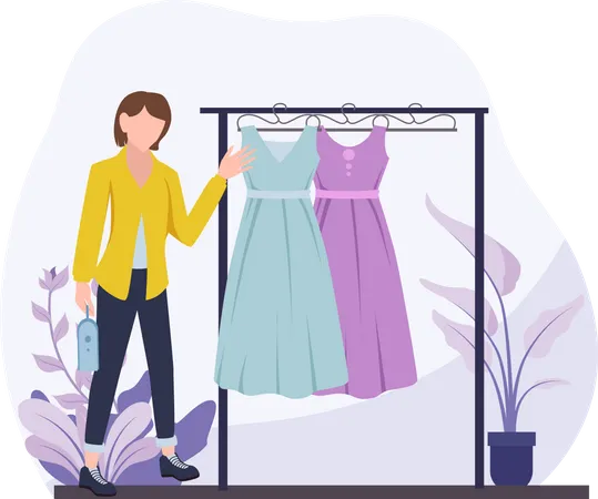 Woman buying dress  Illustration