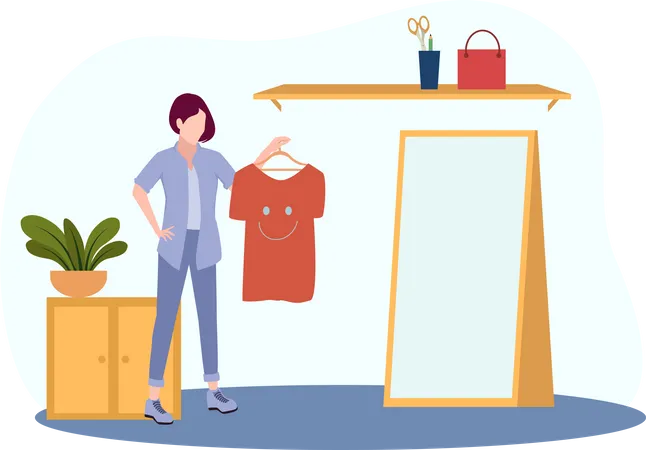 Woman buying dress  Illustration