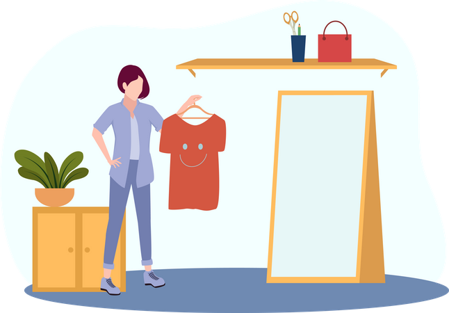 Woman buying dress  Illustration