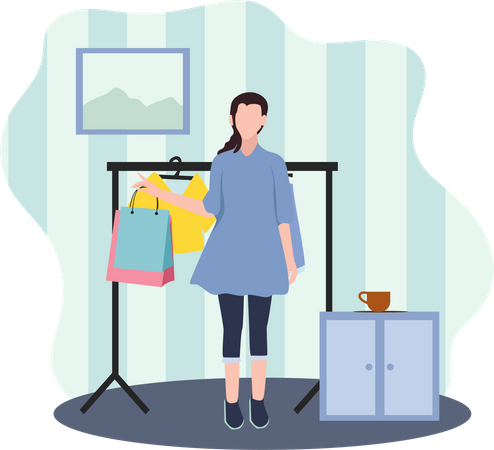 Woman buying dress  Illustration