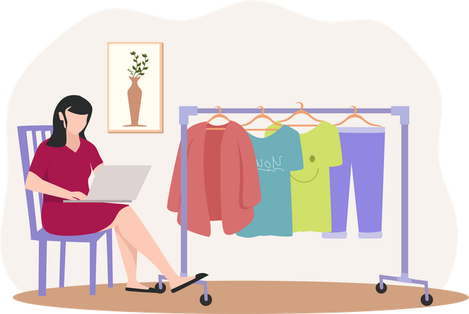 Woman buying dress  Illustration
