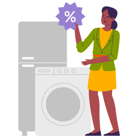 Woman Buying Electronic During Discount  Illustration