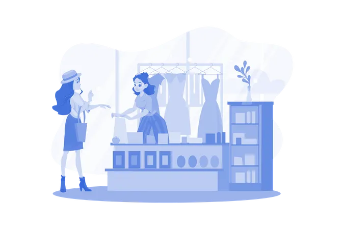 Woman buying expensive gifts for family and friends  Illustration