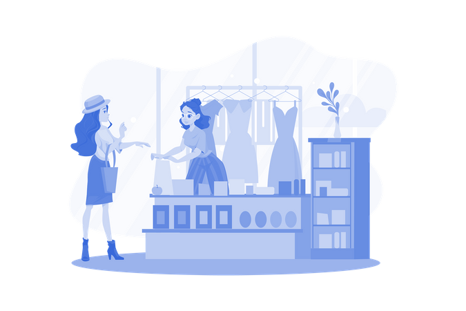 Woman buying expensive gifts for family and friends  Illustration