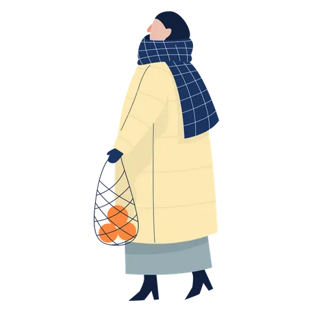 Woman buying fruits Illustration