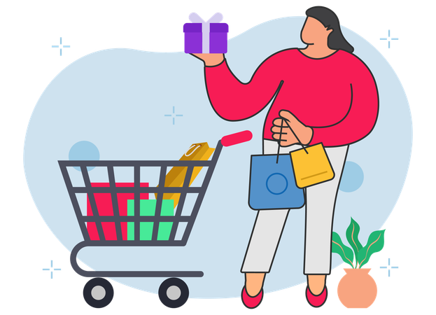 Woman Buying Gift  Illustration