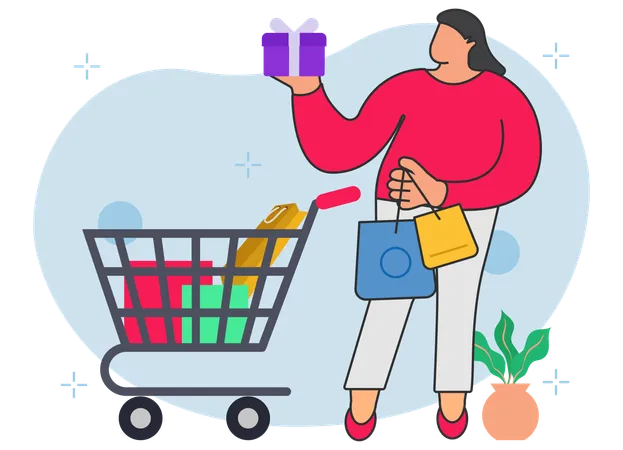 Woman Buying Gift  Illustration