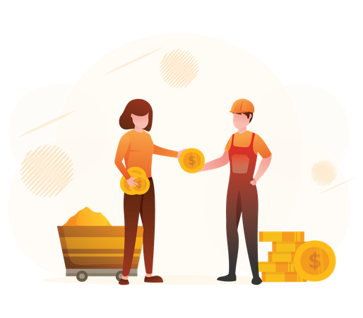 Woman Buying Gold  Illustration