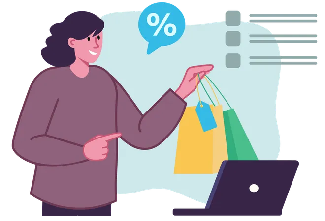 Woman buying goods and paying through card  Illustration