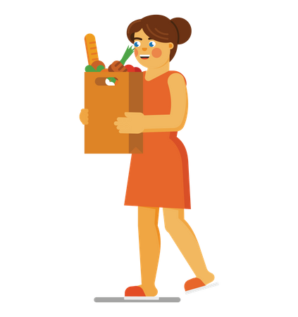 Woman buying groceries Illustration