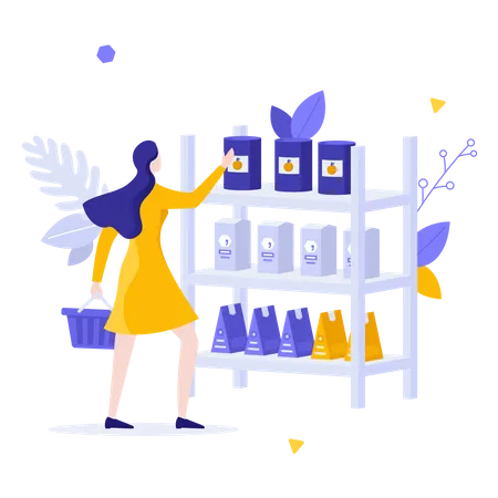 Woman buying grocery Illustration