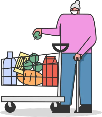 Woman buying grocery during coronavirus pandemic  Illustration