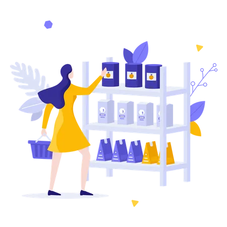 Woman buying grocery  Illustration