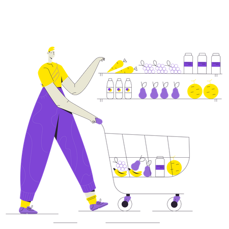 Woman buying grocery  Illustration