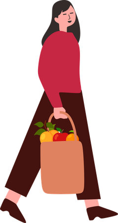 Woman buying healthy fruit  Illustration