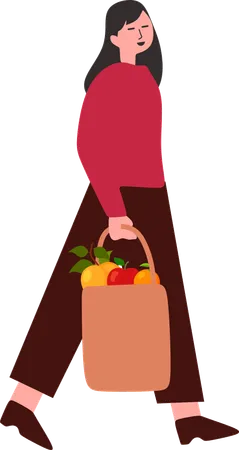 Woman buying healthy fruit  Illustration