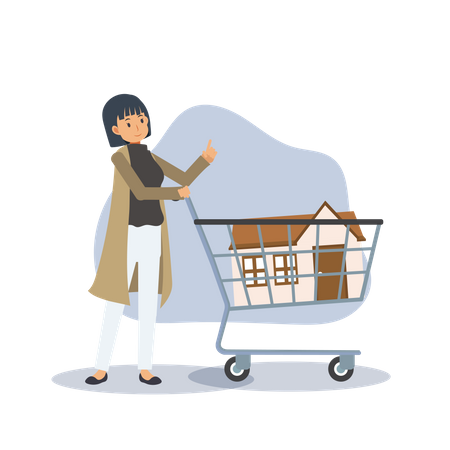 Woman buying home Illustration