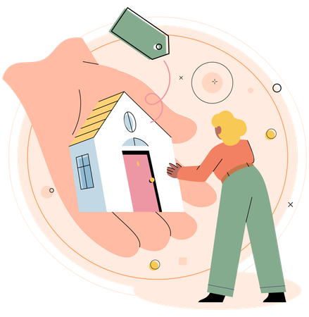 Woman buying house  Illustration