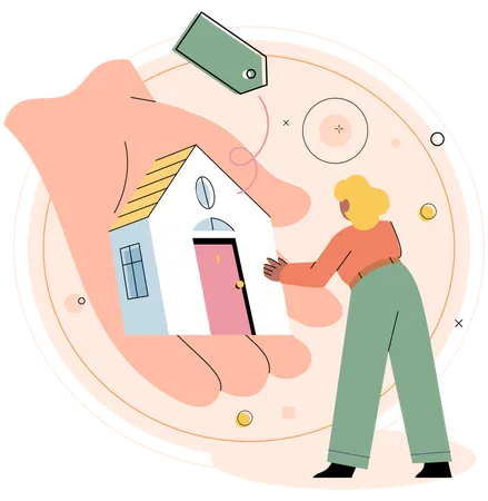 Woman buying house  Illustration