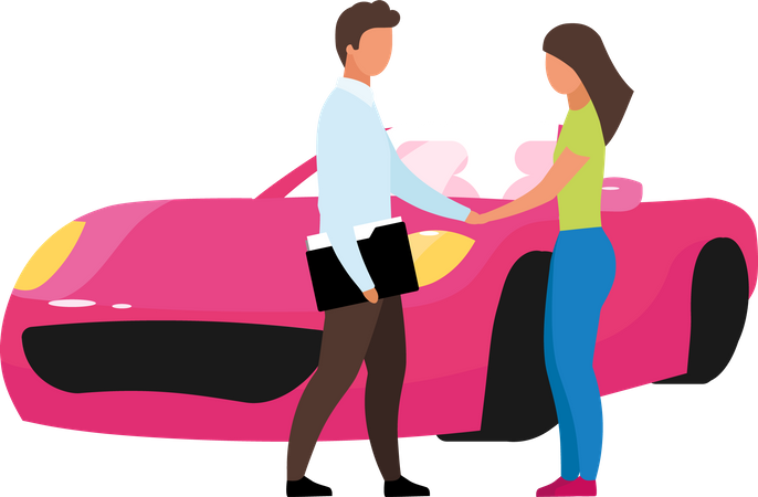 Woman Buying New Car  Illustration