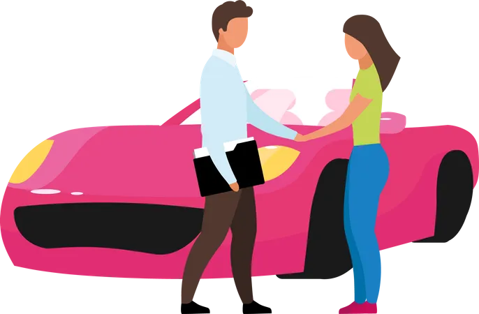 Woman Buying New Car  Illustration