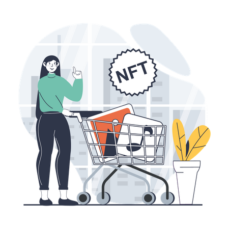 Woman buying nft  Illustration