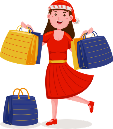 Woman buying on christmas sale  Illustration