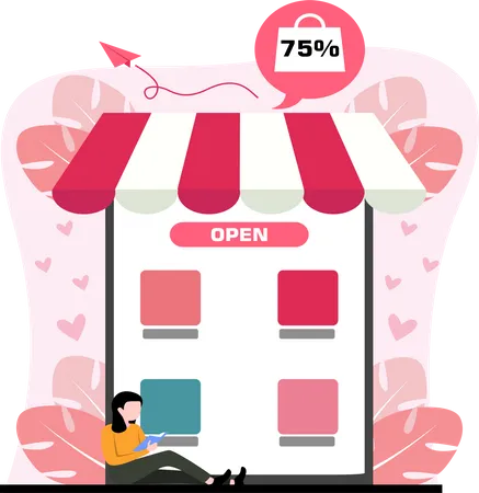 Woman buying online  Illustration
