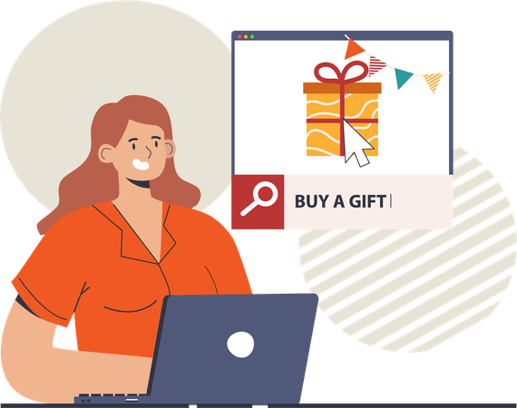 Woman buying online gift  Illustration