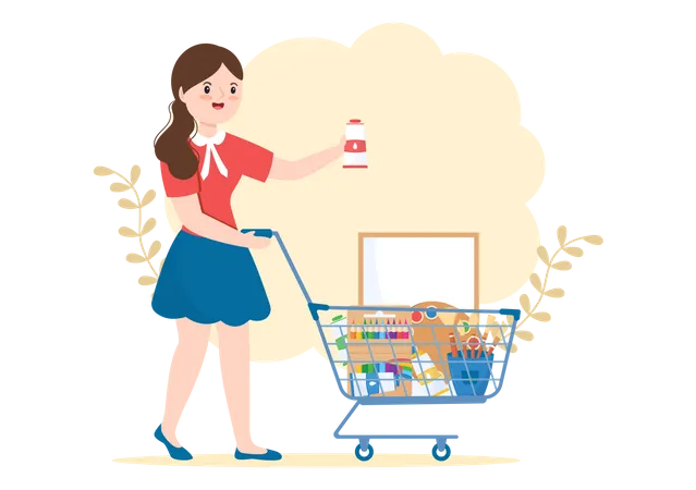 Woman buying Painting Supplies  Illustration
