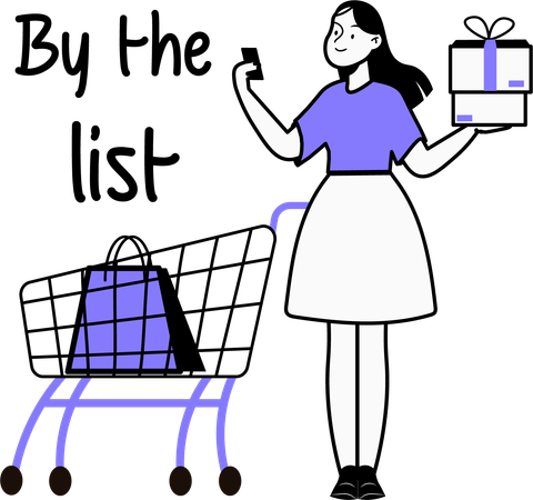 Woman buying product into Wishlist  Illustration