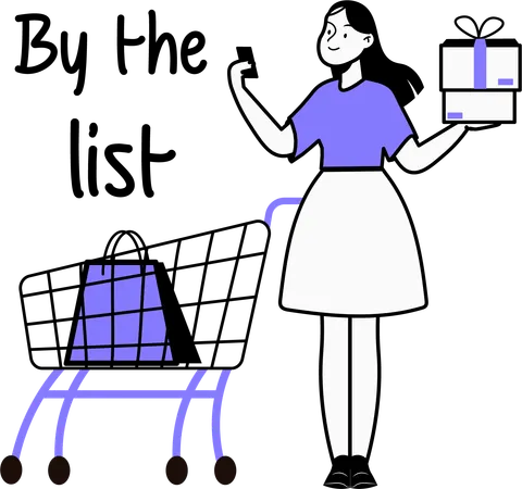 Woman buying product into Wishlist  Illustration