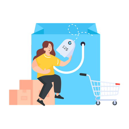 Woman buying product on sale  Illustration