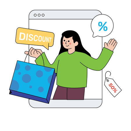 Woman buying products from online store  Illustration