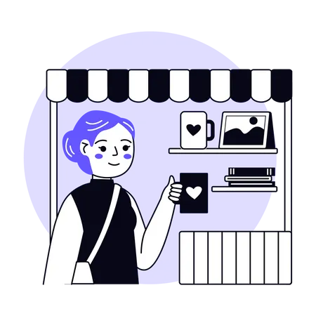 Woman Buying Souvenirs  Illustration