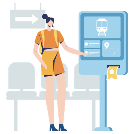 Woman buying subway ticket  Illustration