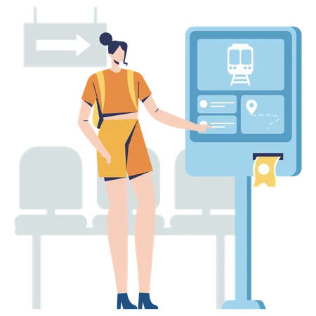 Woman buying subway ticket  Illustration