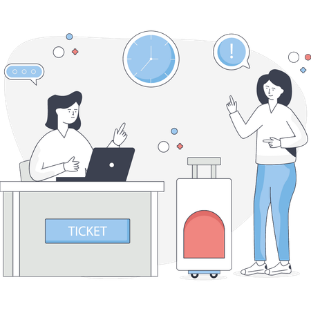 Woman buying travel ticket  Illustration