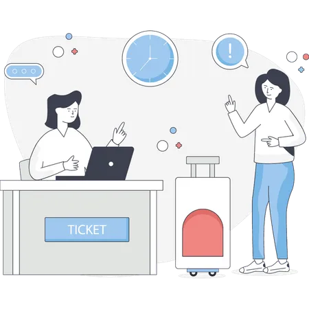 Woman buying travel ticket  Illustration