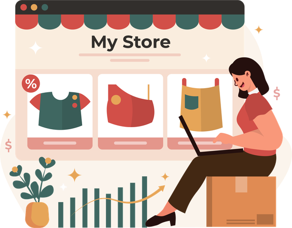 Woman buying trending fashion product  Illustration