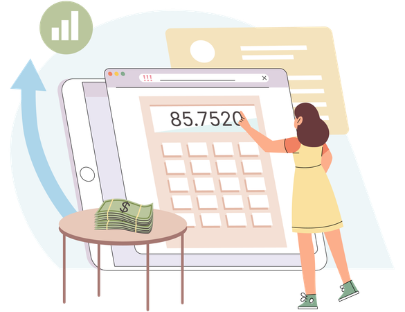 Woman calculate and control financial balance  Illustration