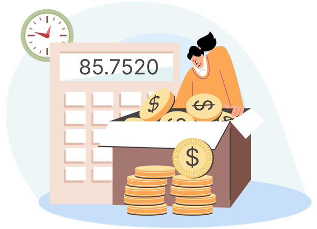 Woman calculate financial balance  Illustration