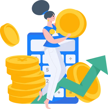 Woman calculate Wealth  Illustration